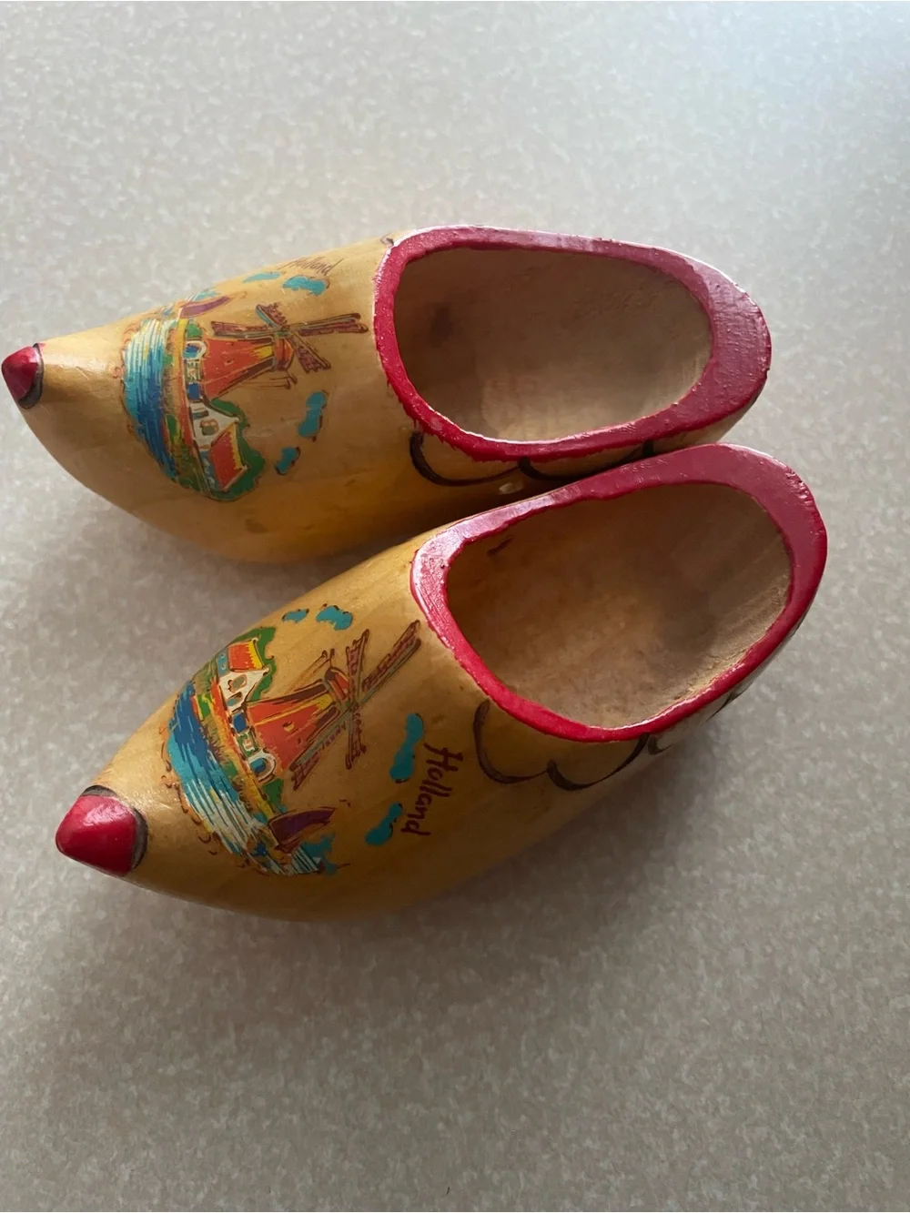 Vintage Dutch Wooden Hand Painted Clogs From Holland 4.25”